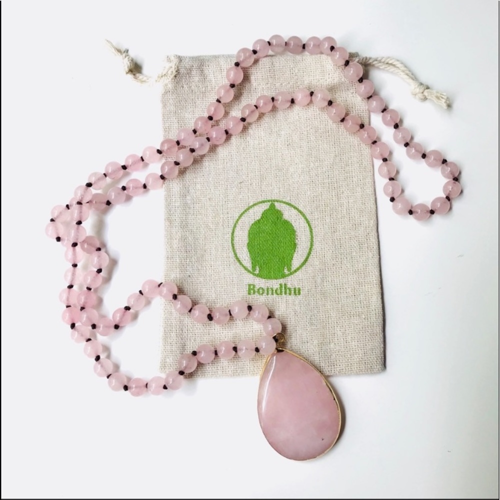 ROSE QUARTZ MALA BEAD NECKLACE